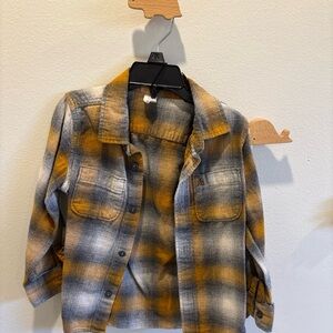 GAP Yellow and Gray Plaid Shirt
